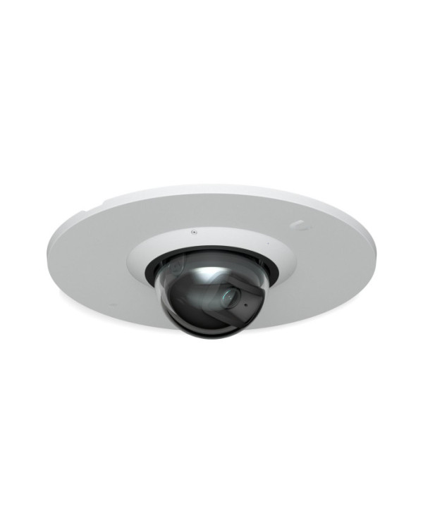 Balts iebūvējamais stiprinājums ar noapaļotu formu, paredzēts Ubiquiti UniFi Protect G6/G6 Pro kamerām.