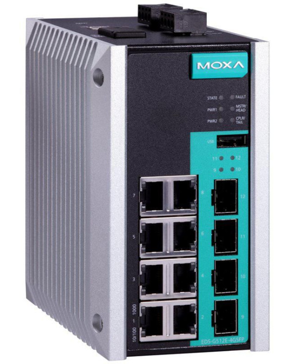 EDS-G512E-4GSFP - Moxa rūpnieciskais tīkla slēdzis