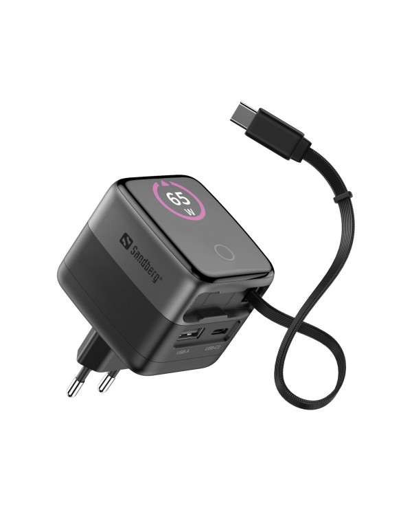 Charger PD65W Display + Cable - Sandberg lādētājs