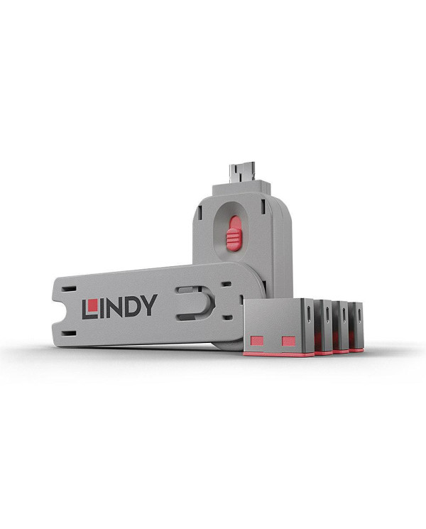 USB Port Blocker 4pcs Pink - Lindy