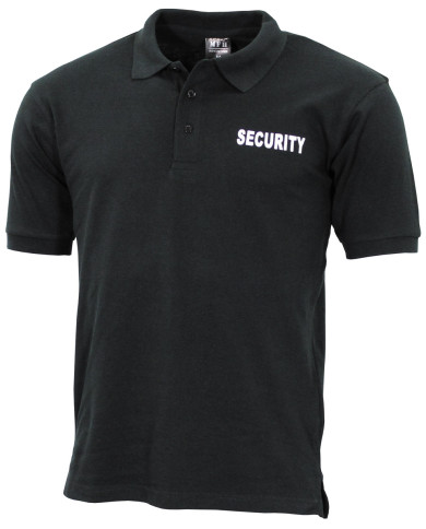 Polo Shirt, black, "Security", printed – MFH