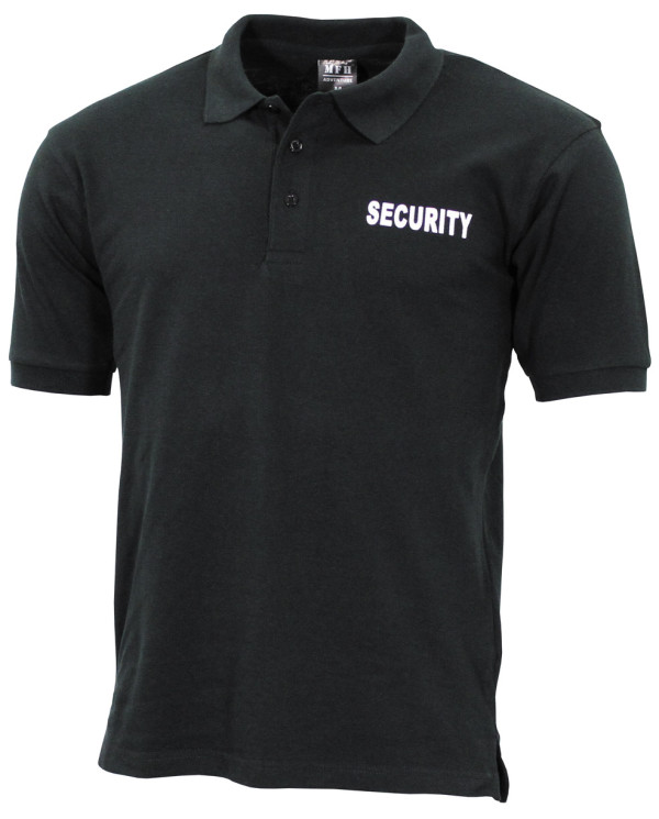 Polo Shirt, black, "Security", printed – MFH