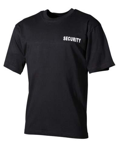 T-Shirt, black, "Security", printed — MFH T-krekls