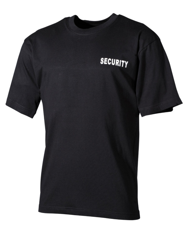 T-Shirt, black, "Security", printed — MFH T-krekls