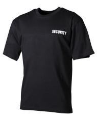 T-Shirt, black, "Security", printed — MFH T-krekls