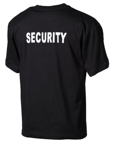 T-Shirt, black, "Security", printed — MFH T-krekls