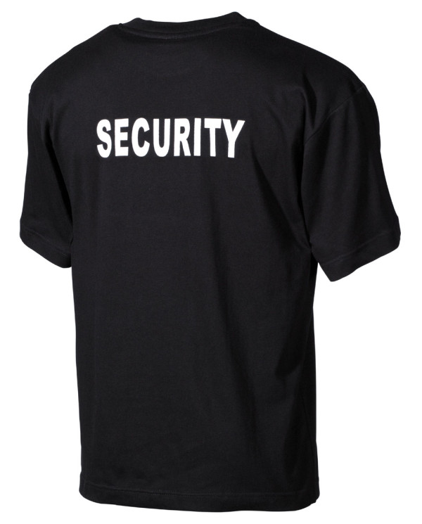 T-Shirt, black, "Security", printed — MFH T-krekls