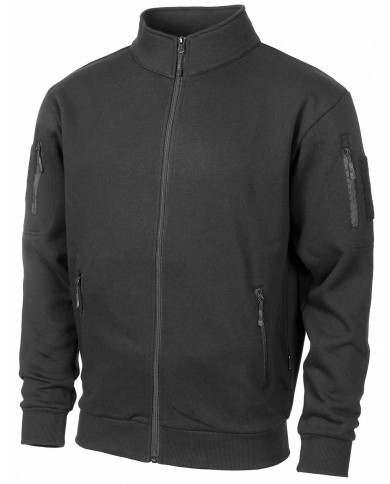 Sweatjacket, "Tactical", black - MFH taktiskā jaka