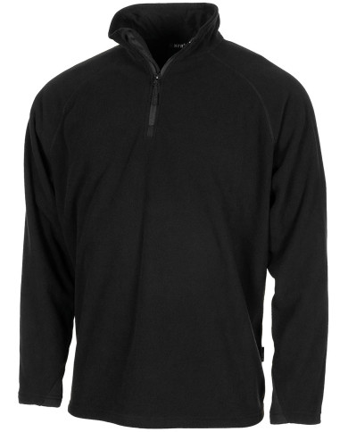 Shirt, "Troyer", Microfleece, long-sleeved, black, 200g/mý