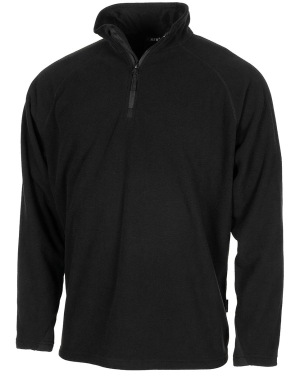 Shirt, "Troyer", Microfleece, long-sleeved, black, 200g/mý
