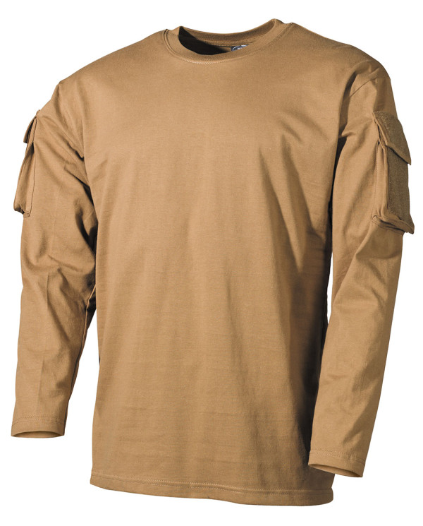 US Shirt, long-sleeved, coyote, with sleeve pockets - MFH