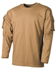 US Shirt, long-sleeved, coyote, with sleeve pockets - MFH