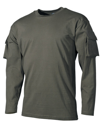 US Shirt, long-sleeved, OD green, with sleeve pockets | MFH
