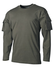 US Shirt, long-sleeved, OD green, with sleeve pockets | MFH