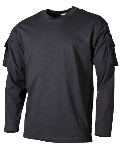 US Shirt, long-sleeved, black, with sleeve pockets - MFH