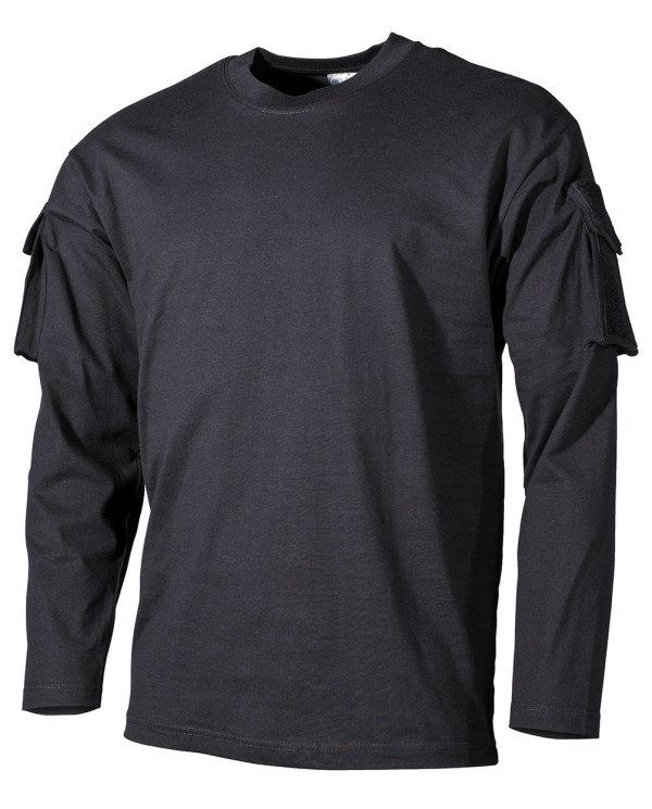 US Shirt, long-sleeved, black, with sleeve pockets - MFH