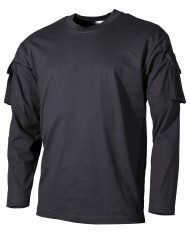 US Shirt, long-sleeved, black, with sleeve pockets - MFH