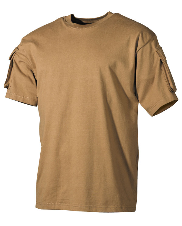 US T-Shirt, short-sleeved, coyote, with sleeve pockets
