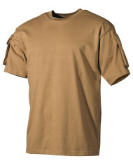 US T-Shirt, short-sleeved, coyote, with sleeve pockets