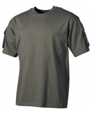 US T-Shirt, short-sleeved, OD green, with sleeve pockets