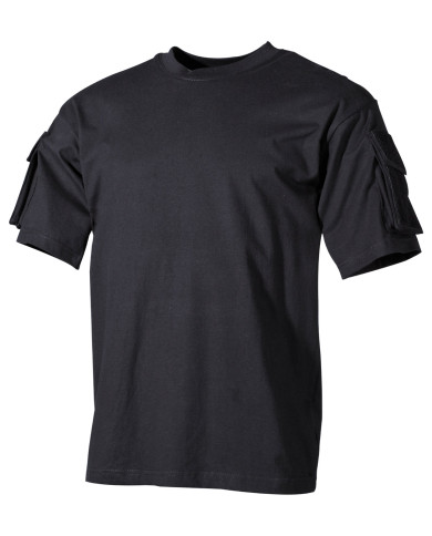 US T-Shirt, short-sleeved, black, with sleeve pockets | MFH