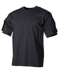 US T-Shirt, short-sleeved, black, with sleeve pockets | MFH