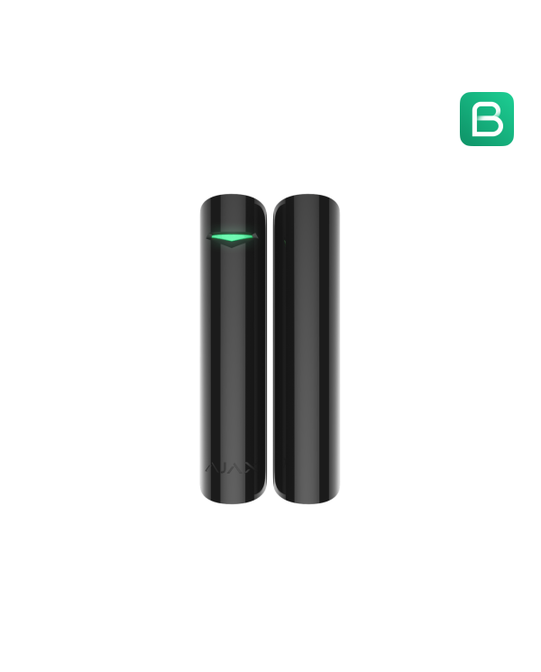 Melns durvju sensors ar elegantu dizainu, paredzēts drošības uzlabošanai mājās.