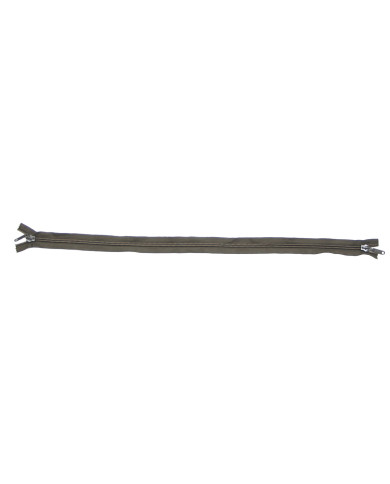 two-way zipper, non-partable, OD green, plastic, 90 cm
