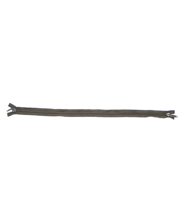 two-way zipper, non-partable, OD green, plastic, 90 cm