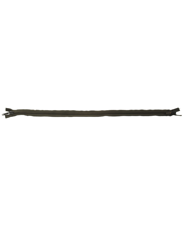 two-way zipper, non-partable, OD green, plastic, 80 cm
