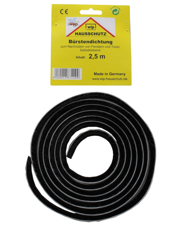 Brush Seal "Wip", black, window and door, lenght: 2,5m