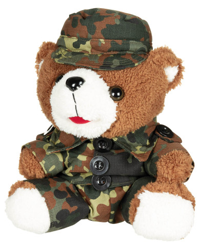 Teddy Bear, with suit and hat, flecktarn, ca. 28 cm