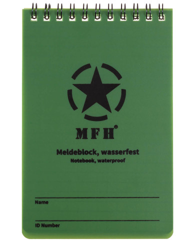 Notebook, waterproof, large, spiral binding, ca. 10 x 15 cm
