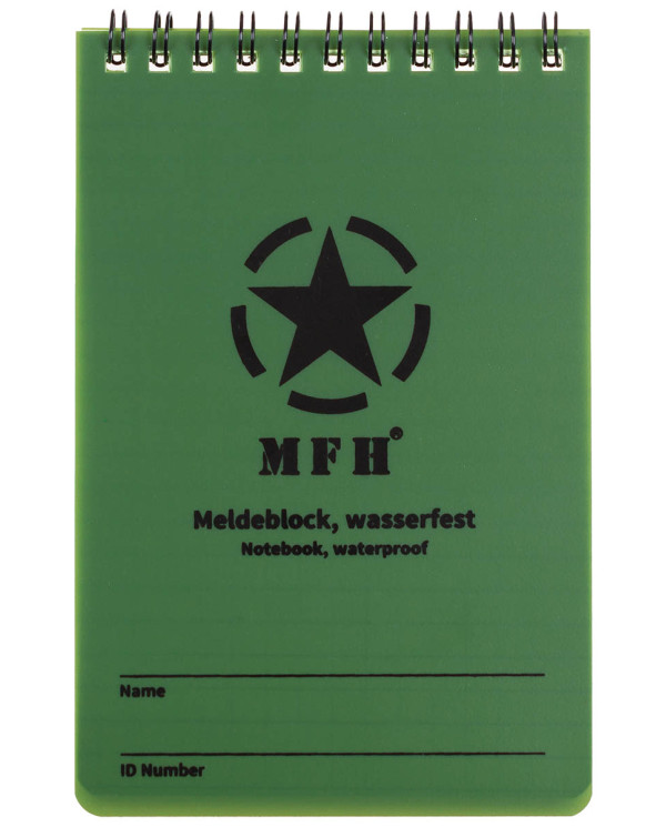 Notebook, waterproof, large, spiral binding, ca. 10 x 15 cm
