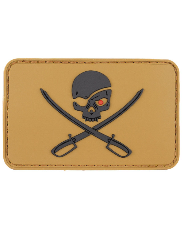 Hook-and-Loop Patch, 3D,  "Skull with Swords", coyote tan