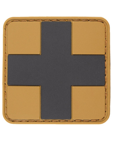 Hook-and-Loop Patch, "FIRST AID", coyote-black, 3D, 5 x 5 cm