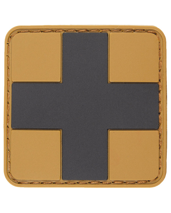 Hook-and-Loop Patch, "FIRST AID", coyote-black, 3D, 5 x 5 cm