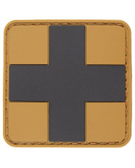 Hook-and-Loop Patch, "FIRST AID", coyote-black, 3D, 5 x 5 cm