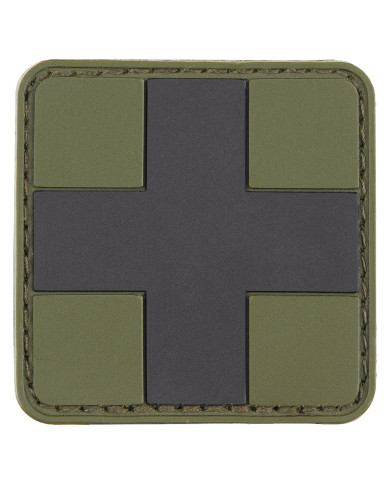 Hook-and-Loop Patch, "FIRST AID", OD green-black, 3D, 5 x5 cm