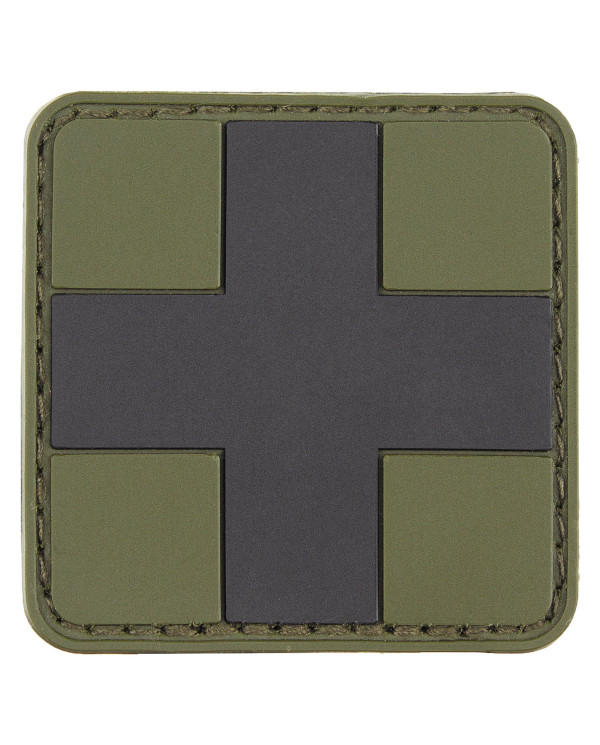 Hook-and-Loop Patch, "FIRST AID", OD green-black, 3D, 5 x5 cm