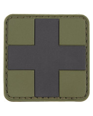 Hook-and-Loop Patch, "FIRST AID", OD green-black, 3D, 5 x5 cm