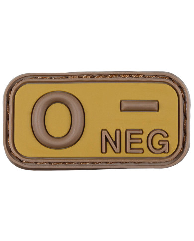 Hook-and-Loop Patch, brown-khaki, blood group "O NEG", 3D
