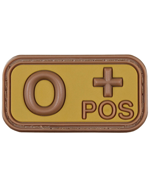 Hook-and-Loop Patch, brown-khaki, blood group "O POS", 3D