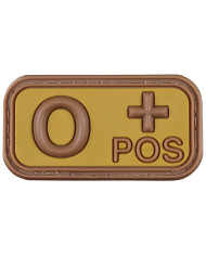 Hook-and-Loop Patch, brown-khaki, blood group "O POS", 3D