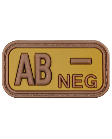 Hook-and-Loop Patch, brown-khaki, blood group "AB NEG", 3D