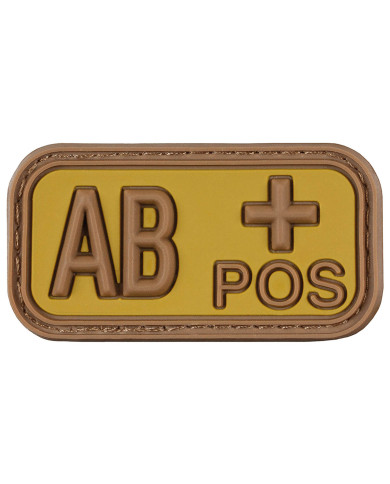Hook-and-Loop Patch, brown-khaki, blood group "AB POS", 3D