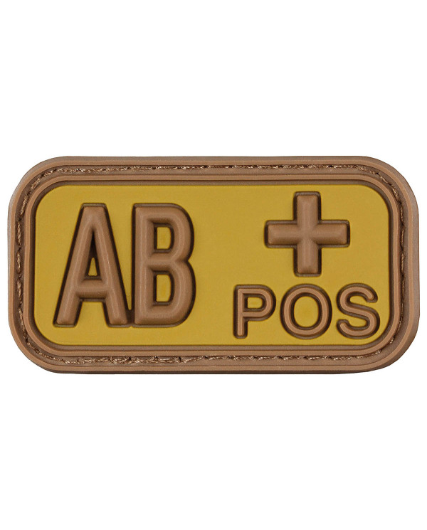 Hook-and-Loop Patch, brown-khaki, blood group "AB POS", 3D