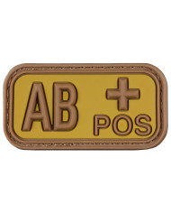 Hook-and-Loop Patch, brown-khaki, blood group "AB POS", 3D
