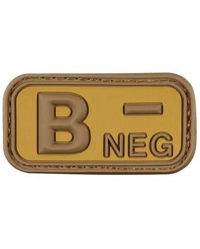 Hook-and-Loop Patch, brown-khaki, blood group "B NEG", 3D