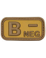 Hook-and-Loop Patch, brown-khaki, blood group "B NEG", 3D